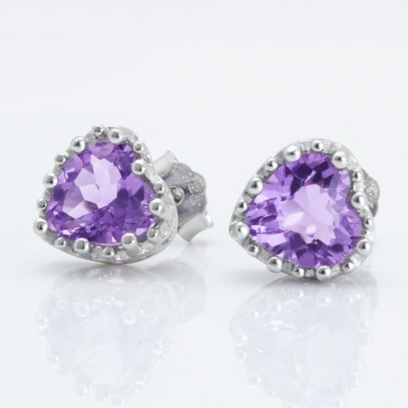 Natural Amethyst Sterling Silver Earrings - Picture 1 of 3